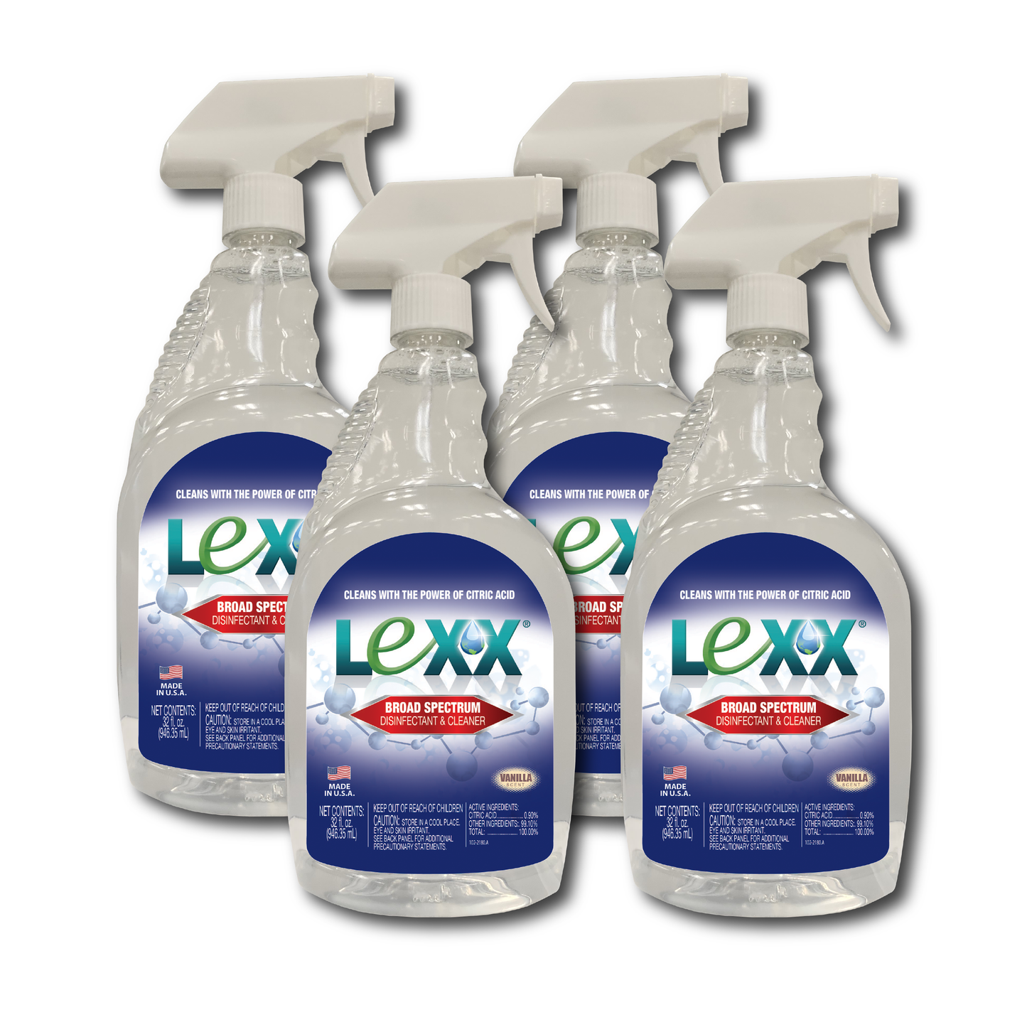 LEXX Liquid Disinfectant and Cleaner Ready to Use Solution (RTU) - Vanilla Scented (Case of 4)
