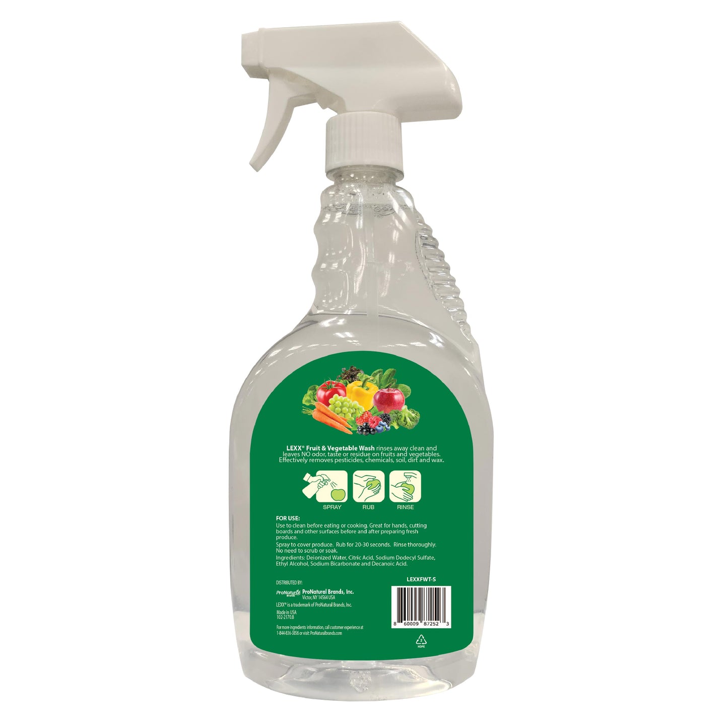 LEXX Fruit & Vegetable Wash Ready-to-Use (RTU) Solution (Case of 4)